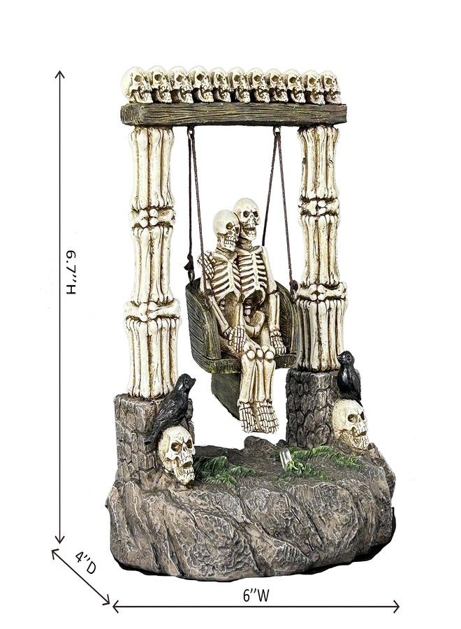 JORAE Swinging Skeleton Statue Couple on Light Up Color Changing LED Roman Pillars Skull Halloween Figurine Day of The Dead Collectible Home Decor, 6.7" H - Image 4